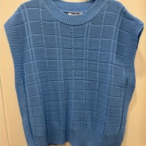 Double Zero Blue Textured Knit Sweater Vest